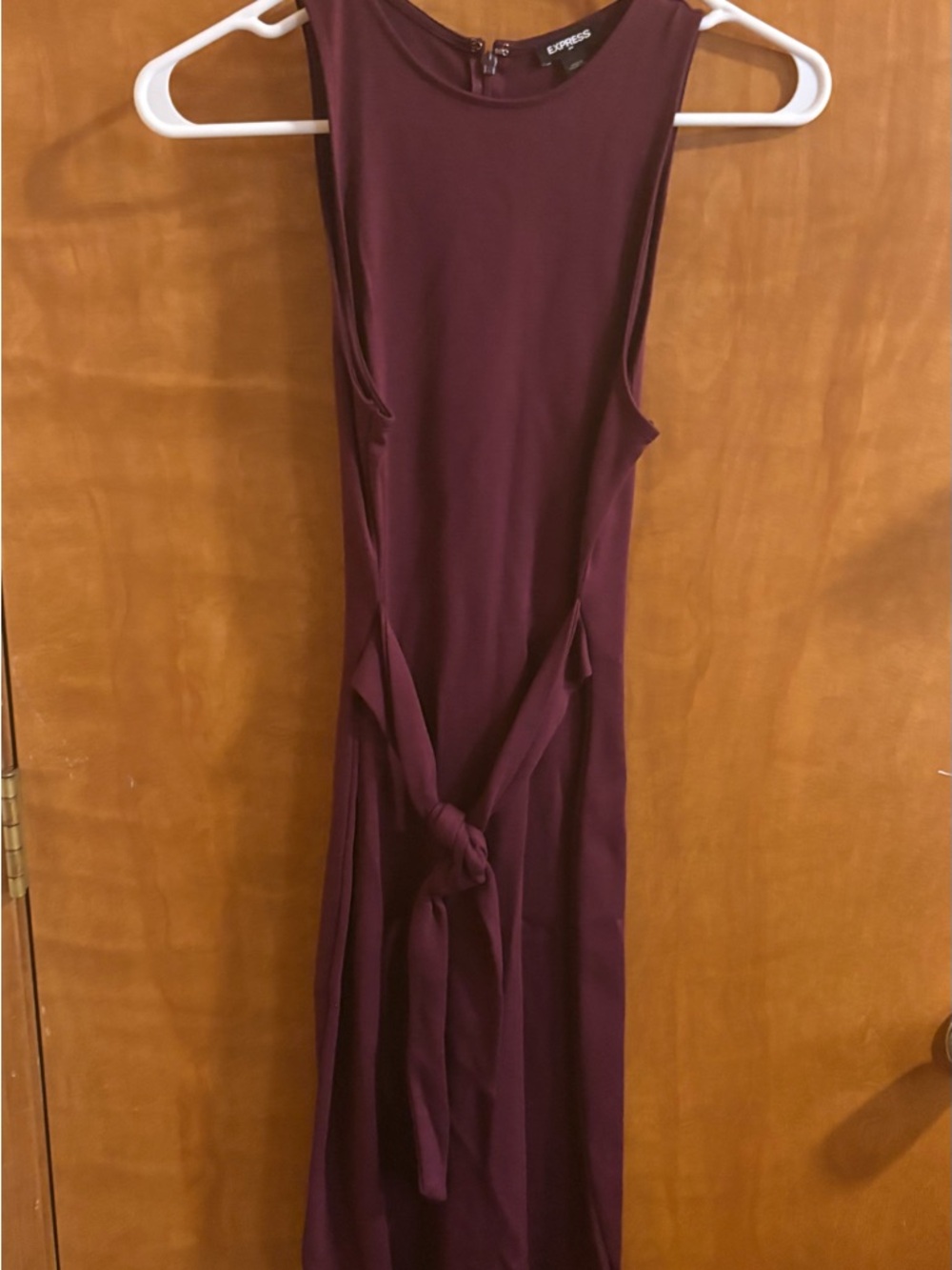 Express Plum Midi Sleeveless Tie-Back Dress